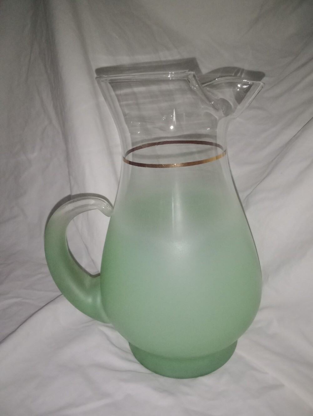 Vintage Blendo Seafoam Green Glass Pitcher 10 1/8" Tall Mid Century MCM